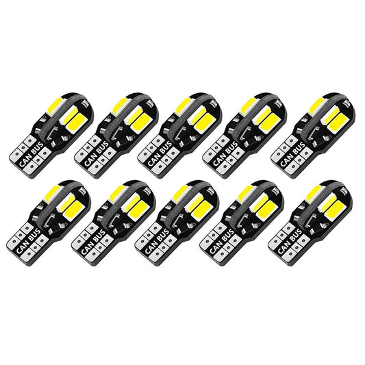 10X W5W T10 LED CANBUS No Error 5W5 12V 5W 600Lm Super Bright Car Interior Side Light 194 3030 SMD Auto Bulb White Amber Red
