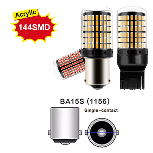 2Pc 12V-24V Signal Light 1156 BA15S P21W 1157 BAY15D P21/5W T20 7443 W21/5W 7440 W21W 144LED Bulb Car Brake Auto Lamp Turn Light