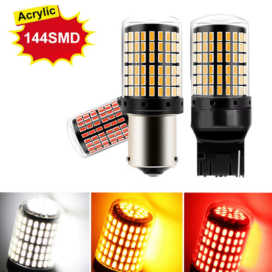 2Pc 12V-24V Signal Light 1156 BA15S P21W 1157 BAY15D P21/5W T20 7443 W21/5W 7440 W21W 144LED Bulb Car Brake Auto Lamp Turn Light